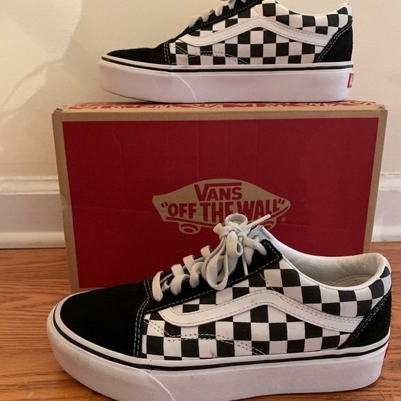 platform vans checkered
